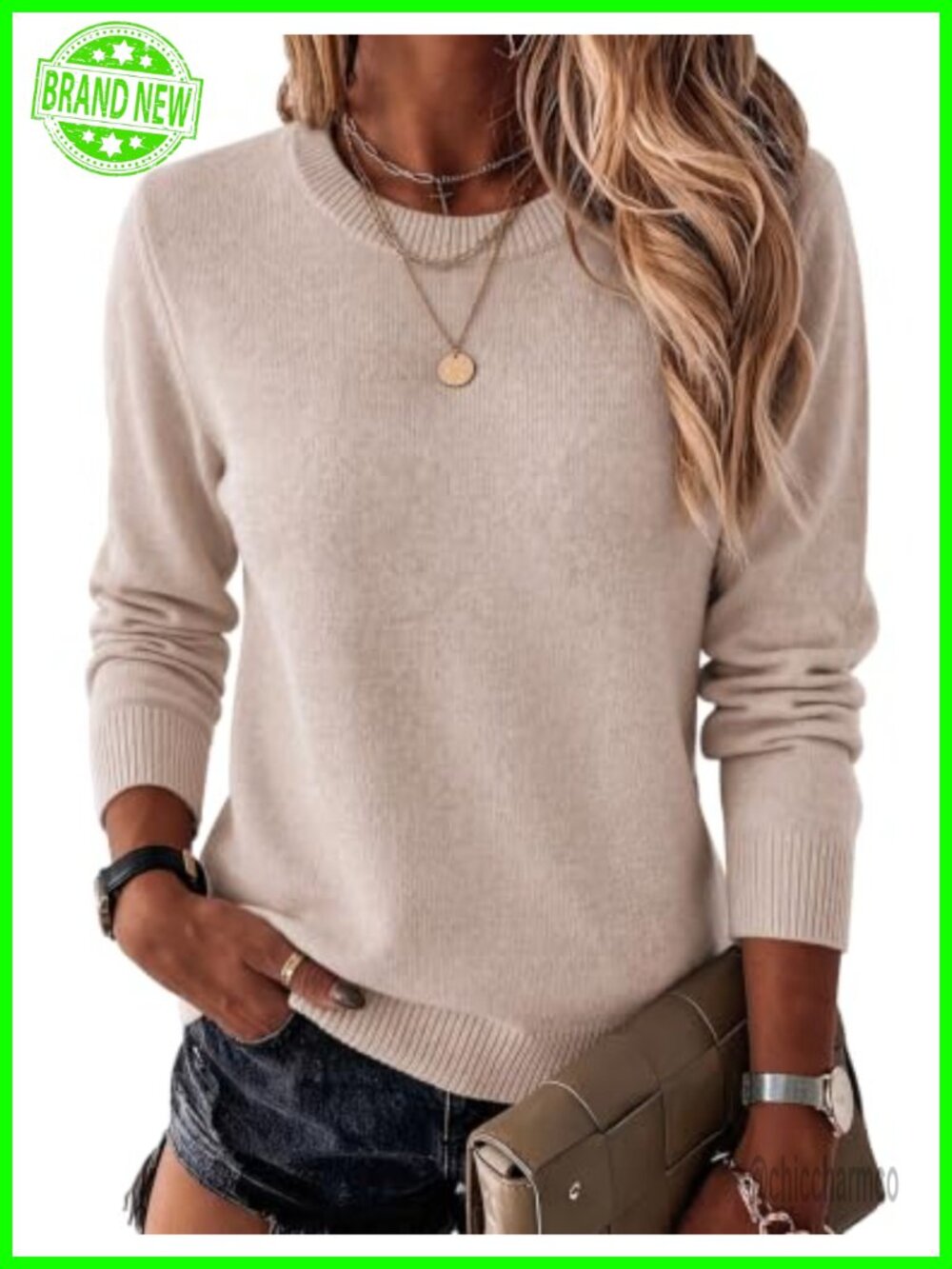 Wool Blend Crewneck Long Sleeve Pullover Sweater